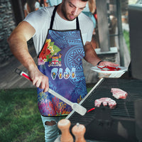 Fiji Day Apron Coral Reef with Tapa Motifs and Hibiscus Ocean Vibe
