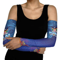 Fiji Day Arm Sleeves Coral Reef with Tapa Motifs and Hibiscus Ocean Vibe