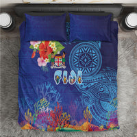 Fiji Day Bedding Set Coral Reef with Tapa Motifs and Hibiscus Ocean Vibe