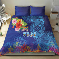 Fiji Day Bedding Set Coral Reef with Tapa Motifs and Hibiscus Ocean Vibe