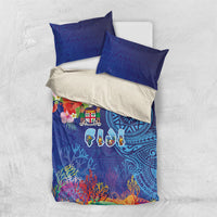 Fiji Day Bedding Set Coral Reef with Tapa Motifs and Hibiscus Ocean Vibe