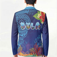Fiji Day Blazer Coral Reef with Tapa Motifs and Hibiscus Ocean Vibe