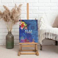 Fiji Day Canvas Wall Art Coral Reef with Tapa Motifs and Hibiscus Ocean Vibe