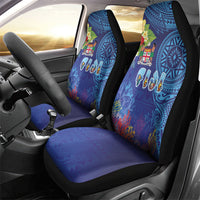Fiji Day Car Seat Cover Coral Reef with Tapa Motifs and Hibiscus Ocean Vibe