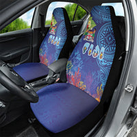 Fiji Day Car Seat Cover Coral Reef with Tapa Motifs and Hibiscus Ocean Vibe