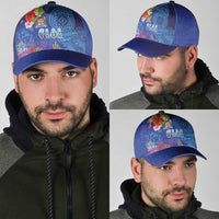 Fiji Day Classic Cap Coral Reef with Tapa Motifs and Hibiscus Ocean Vibe