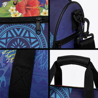 Fiji Day Duffle Bag Coral Reef with Tapa Motifs and Hibiscus Ocean Vibe