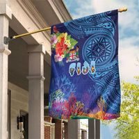 Fiji Day Garden Flag Coral Reef with Tapa Motifs and Hibiscus Ocean Vibe