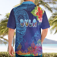 Fiji Day Hawaiian Shirt Coral Reef with Tapa Motifs and Hibiscus Ocean Vibe