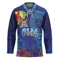Fiji Day Hockey Jersey Coral Reef with Tapa Motifs and Hibiscus Ocean Vibe