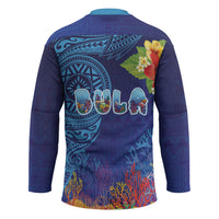 Fiji Day Hockey Jersey Coral Reef with Tapa Motifs and Hibiscus Ocean Vibe