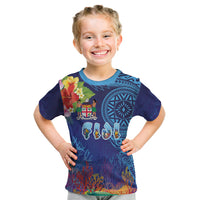 Fiji Day Kid T Shirt Coral Reef with Tapa Motifs and Hibiscus Ocean Vibe