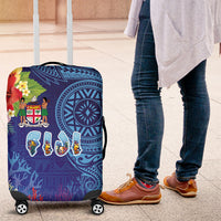 Fiji Day Luggage Cover Coral Reef with Tapa Motifs and Hibiscus Ocean Vibe