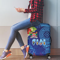Fiji Day Luggage Cover Coral Reef with Tapa Motifs and Hibiscus Ocean Vibe