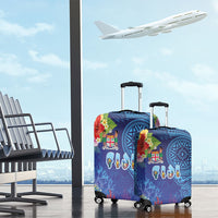 Fiji Day Luggage Cover Coral Reef with Tapa Motifs and Hibiscus Ocean Vibe