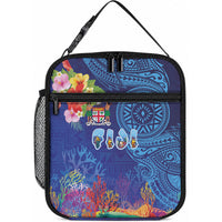 Fiji Day Lunch Bag Coral Reef with Tapa Motifs and Hibiscus Ocean Vibe