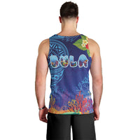 Fiji Day Men Tank Top Coral Reef with Tapa Motifs and Hibiscus Ocean Vibe