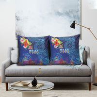 Fiji Day Pillow Cover Coral Reef with Tapa Motifs and Hibiscus Ocean Vibe