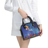 Fiji Day Shoulder Handbag Coral Reef with Tapa Motifs and Hibiscus Ocean Vibe