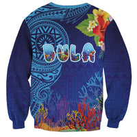 Fiji Day Sweatshirt Coral Reef with Tapa Motifs and Hibiscus Ocean Vibe