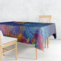 Fiji Day Tablecloth Coral Reef with Tapa Motifs and Hibiscus Ocean Vibe