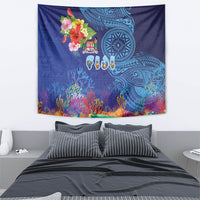 Fiji Day Tapestry Coral Reef with Tapa Motifs and Hibiscus Ocean Vibe