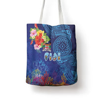 Fiji Day Tote Bag Coral Reef with Tapa Motifs and Hibiscus Ocean Vibe