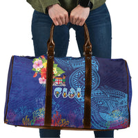 Fiji Day Travel Bag Coral Reef with Tapa Motifs and Hibiscus Ocean Vibe