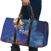 Fiji Day Travel Bag Coral Reef with Tapa Motifs and Hibiscus Ocean Vibe