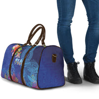 Fiji Day Travel Bag Coral Reef with Tapa Motifs and Hibiscus Ocean Vibe