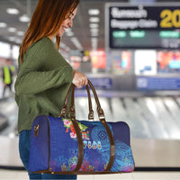 Fiji Day Travel Bag Coral Reef with Tapa Motifs and Hibiscus Ocean Vibe