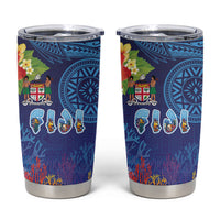 Fiji Day Tumbler Cup Coral Reef with Tapa Motifs and Hibiscus Ocean Vibe