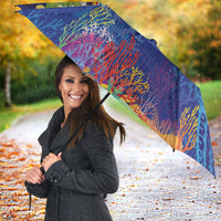 Fiji Day Umbrella Coral Reef with Tapa Motifs and Hibiscus Ocean Vibe
