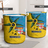 Malampa Fiji Day Laundry Basket Tapa and Melanesian Patterns with Coat of Arms