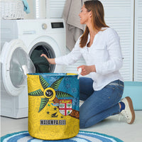 Malampa Fiji Day Laundry Basket Tapa and Melanesian Patterns with Coat of Arms