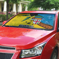 Malampa Fiji Day Auto Sun Shade Tapa and Melanesian Patterns with Coat of Arms