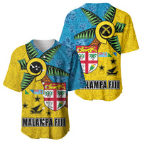 Malampa Fiji Day Baseball Jersey Tapa and Melanesian Patterns with Coat of Arms