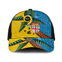 Malampa Fiji Day Baseball Net Cap Tapa and Melanesian Patterns with Coat of Arms