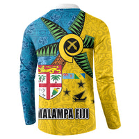 Malampa Fiji Day Button Sweatshirt Tapa and Melanesian Patterns with Coat of Arms