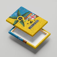 Malampa Fiji Day Canvas Wall Art Tapa and Melanesian Patterns with Coat of Arms