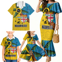 Malampa Fiji Day Family Matching Mermaid Dress and Hawaiian Shirt Tapa and Melanesian Patterns with Coat of Arms