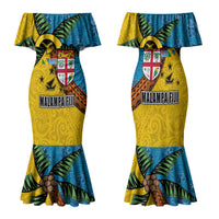 Malampa Fiji Day Family Matching Mermaid Dress and Hawaiian Shirt Tapa and Melanesian Patterns with Coat of Arms