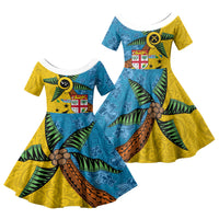 Malampa Fiji Day Family Matching Summer Maxi Dress and Hawaiian Shirt Tapa and Melanesian Patterns with Coat of Arms