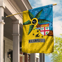 Malampa Fiji Day Garden Flag Tapa and Melanesian Patterns with Coat of Arms