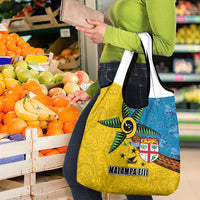 Malampa Fiji Day Grocery Bag Tapa and Melanesian Patterns with Coat of Arms