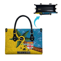 Malampa Fiji Day Leather Bag Tapa and Melanesian Patterns with Coat of Arms
