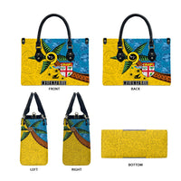 Malampa Fiji Day Leather Bag Tapa and Melanesian Patterns with Coat of Arms