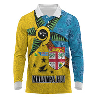 Malampa Fiji Day Long Sleeve Polo Shirt Tapa and Melanesian Patterns with Coat of Arms
