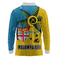 Malampa Fiji Day Long Sleeve Polo Shirt Tapa and Melanesian Patterns with Coat of Arms