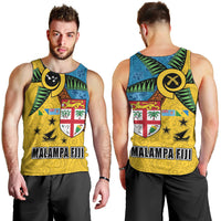 Malampa Fiji Day Men Tank Top Tapa and Melanesian Patterns with Coat of Arms